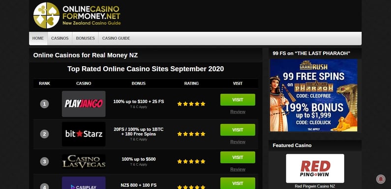 NZ onlinecasinoformoney screenshot