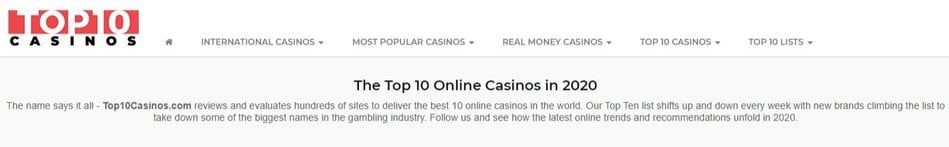 Top10Casinos Website